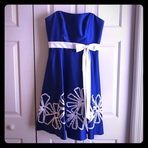 Alfred Angelo Blue and White Bridesmaid Dress